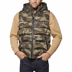 Tommy Hilfiger Men's Hooded Puffer Vest Camouflage X-Large