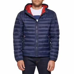 Tommy Hilfiger Mens Water Resistant Ultra Loft Filled Hooded Puffer Jacket Midnight Large