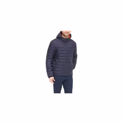 Tommy Hilfiger Mens Water Resistant Ultra Loft Filled Hooded Puffer Jacket  Midnight  Large