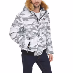 Tommy Hilfiger Men's Arctic Cloth Quilted Snorkel Bomber Jacket White