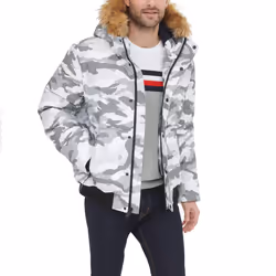 Tommy Hilfiger Men's Arctic Cloth Quilted Snorkel Bomber Jacket  White