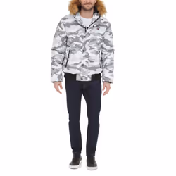 Tommy Hilfiger Men's Arctic Cloth Quilted Snorkel Bomber Jacket  White