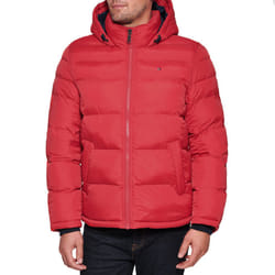 Tommy Hilfiger Mens Hooded Puffer Jacket  Red  Small