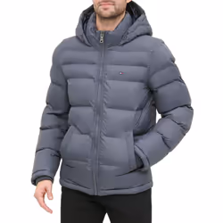 Tommy Hilfiger Men's Hooded Puffer Jacket Charcoal X-Large