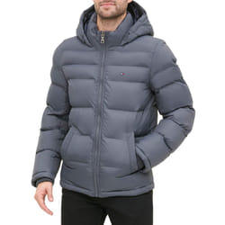 Tommy Hilfiger Mens Hooded Puffer Jacket  Charcoal  Large