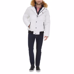 Tommy Hilfiger Men's Arctic Cloth Quilted Snorkel Bomber Jacket  White