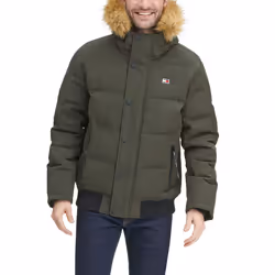 Tommy Hilfiger Men's Arctic Cloth Quilted Snorkel Bomber Jacket  Dark