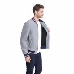 Tommy Hilfiger Men's Lightweight Varsity Rib Knit Bomber Jacket Heather Grey soft shell X-Large