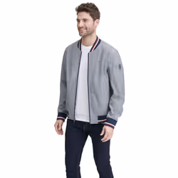 Tommy Hilfiger Men's Lightweight Varsity Rib Knit Bomber Jacket Heather Grey soft shell X-Large