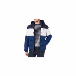 Tommy Hilfiger Men's Hooded Puffer Jacket Bluebell Color Block Small