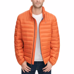 Tommy Hilfiger Men's Real Down Insulated Packable Puffer Jacket Orang