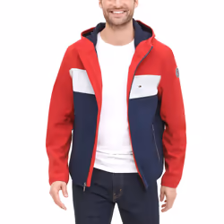 Tommy Hilfiger Men's Hooded Performance Soft Shell Jacket red/white/n