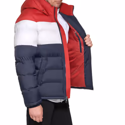 Tommy Hilfiger mens Hooded Puffer Jacket Down Outerwear Coat  Red/Whit