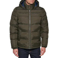 Tommy Hilfiger mens classic Hooded Puffer Jacket (Standard and Big and Tall) Down Outerwear coat, Olive, XX-Large Tall US