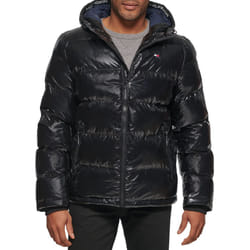 Tommy Hilfiger Mens Big  Tall Hooded Puffer Jacket  Black  4X-Large Tall