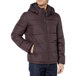 Tommy Hilfiger Mens Hooded Puffer Jacket  Port  Large