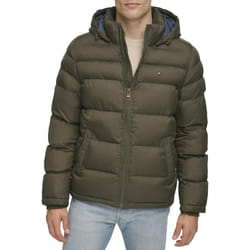 Tommy Hilfiger Men's Hooded Puffer Jacket  Olive  Medium