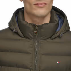 Tommy Hilfiger Men's Hooded Puffer Jacket  Olive  Medium
