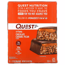 Quest Nutrition, Hero Protein Bar, Crispy Chocolate Caramel Pecan, 12 Bars, 2.12 oz (60 g) Each