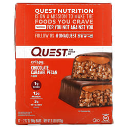 Quest Nutrition, Hero Protein Bar, Crispy Chocolate Caramel Pecan, 12 Bars, 2.12 oz (60 g) Each