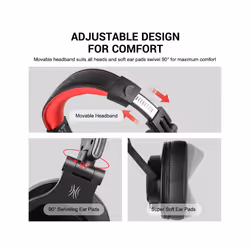 Oneodio Wired Over Ear Headphone With Mic Studio DJ Headphones Professional - Red
