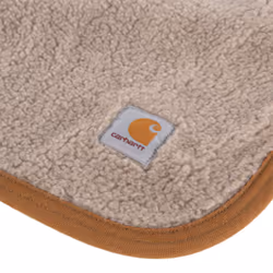 Carhartt Firm Duck Sherpa-Lined Throw Blanket  Reversible Pet Blanket With Water Repellent Coating  Carhartt Brown