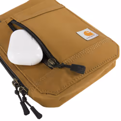 Carhartt Water Resistant Nylon Duck Crossbody Wallet W/Adjustable Strap and Zipper Closure  Brown