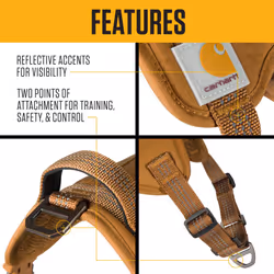 Carhartt Nylon Duck No Pull Dog Harness  Fully Adjustable Dog Harness with Quick Control Handle and Reflective Accents  Carhartt Brown  Small