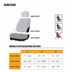 Carhartt Universal Nylon Duck Canvas Fitted Bucket Seat Covers  Durable Seat Protection with Rain Defender  Port