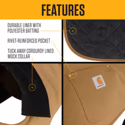 Carhartt Firm Duck Insulated Dog Chore Coat  Durable Weather Resistant Jacket for Cold and Windy Conditions  PFAS Free (Carhartt Brown)  Large