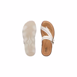 Clarks Brynn Madi Flat Sandal  White Leather  7 Medium