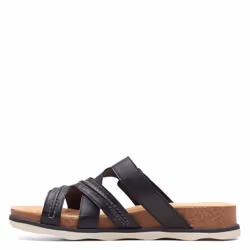 Clarks Women's Brynn Hope Flat Sandal  Black Leather  9