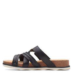 Clarks Women's Brynn Hope Flat Sandal  Black Leather  9