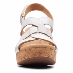 Clarks Giselle Beach Wedge Sandal  White Leather  9 Wide
