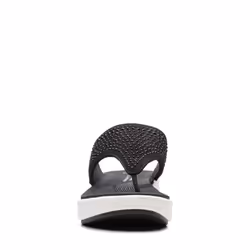 Clarks Drift Jaunt Wedge Sandal  Black Textile  10 Medium