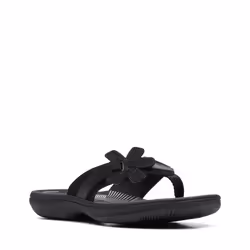 Clarks Women's Brinkley Flora Flip-Flop All Black Synthetic/black sole 9 M