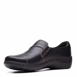 Clarks Women's Cora Harbor Loafer Black Leather 8 Wide