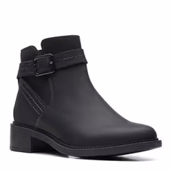 Clarks Women's Maye Strap Ankle Boot  Black Leather  11