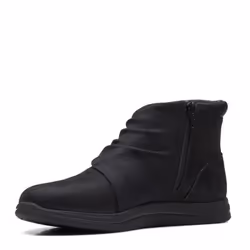 Clarks Women's Breeze Dusk Ankle Boot Black Textile 7