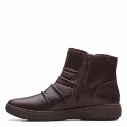Clarks Women's Caroline Orchid Ankle Boot  Dark Brown Leather  6