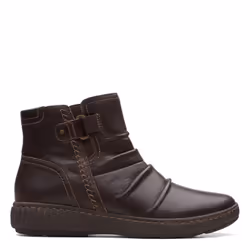 Clarks Women's Caroline Orchid Ankle Boot  Dark Brown Leather  6