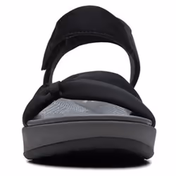 Clarks Women's Arla Shore Flat Sandal Black Textile 8.5 Wide