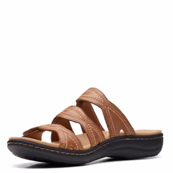 Clarks Women's Laurieann Ayla Flat Sandal  Dark Tan Leather  6