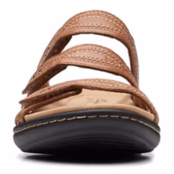 Clarks Women's Laurieann Ayla Flat Sandal  Dark Tan Leather  6