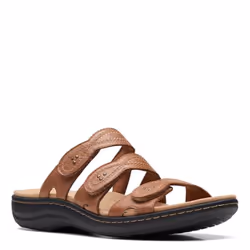 Clarks Women's Laurieann Ayla Flat Sandal  Dark Tan Leather  6