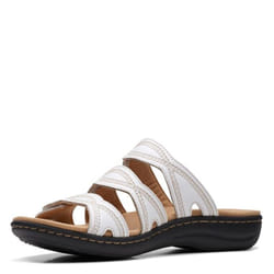 Clarks Women's Laurieann Ayla Flat Sandal  White Leather  10 Wide