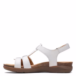 Clarks Women's April Cove Flat Sandal  White Leather  11