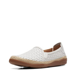 Clarks Women's Elaina Ruby Loafer  White Leather  8.5 Wide