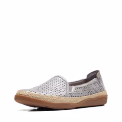 Clarks Women's Elaina Ruby Loafer Pewter Textile 11 Wide
