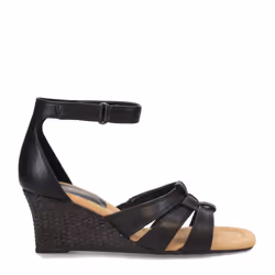 Clarks Women's Kyarra Joy Wedge Sandal  Black Leather  12